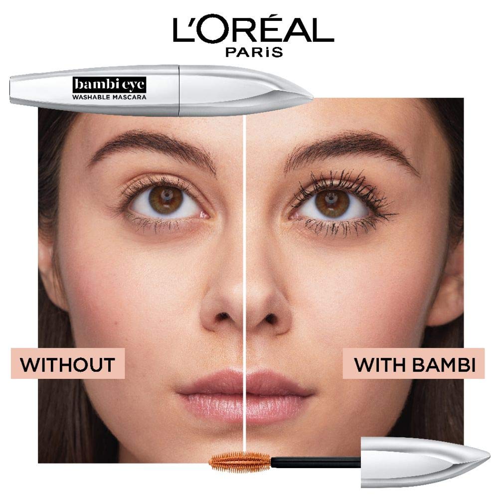 L’Oréal Paris Cosmetics Bambi Eye Washable Mascara, Lasting Volume, Black Brown, 0.28 fl. oz.