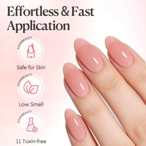 AZUREBEAUTY Builder Nail Gel - 7-in-1 Jelly Peach, 18ml | Beginner-Friendly 30-Day Nail Strengthener for DIY Home Salon