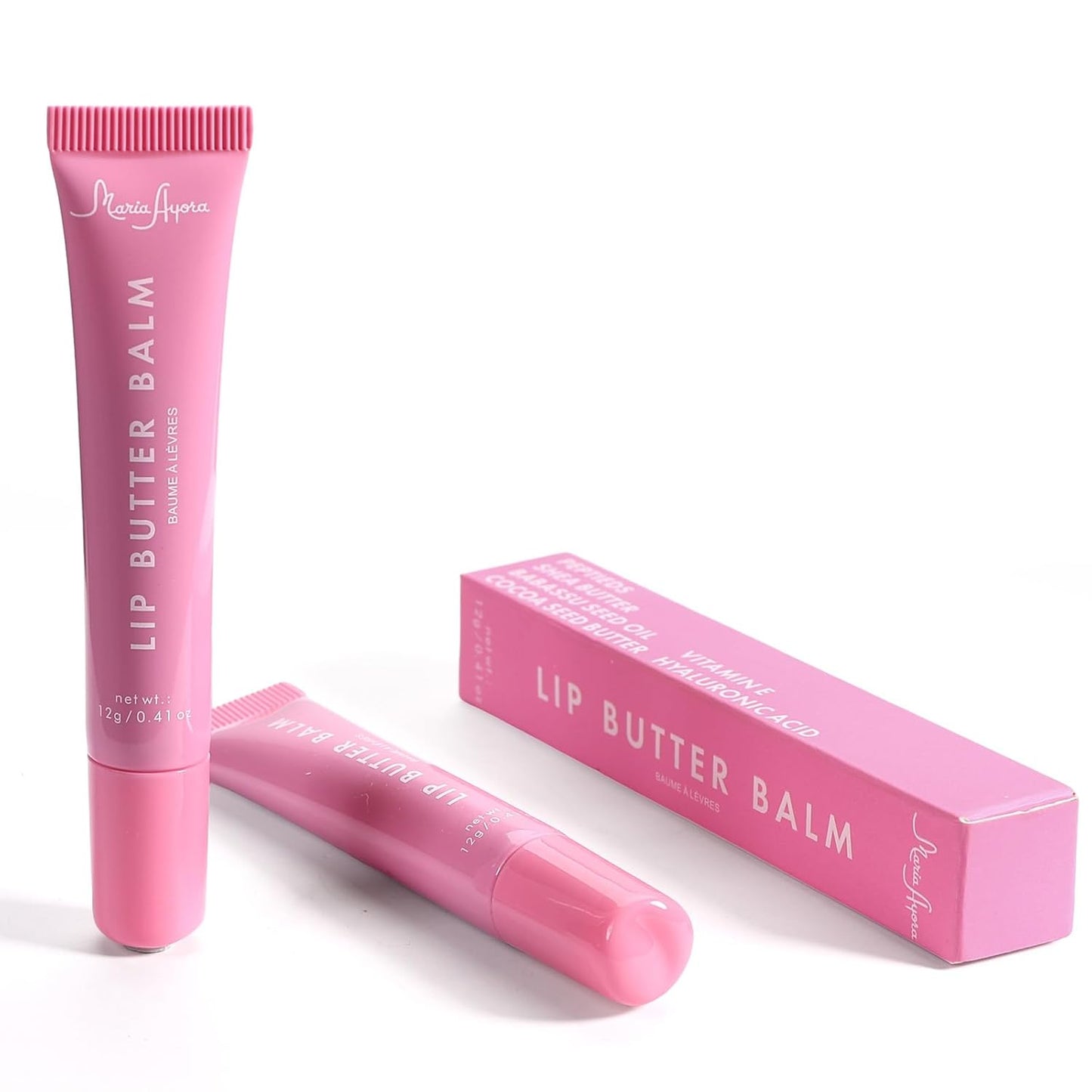 Skiennix Deep Hydrating Lip Butter Balm - Glossy Finish with Shea Butter & Vitamin E - 2 Pack (Sheer Pink, Unscented)