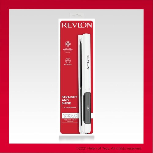 REVLON Crystal C + Ceramic Digital Hair Flat Iron - Long-Lasting Shine & Reduced Frizz (1 Inch)