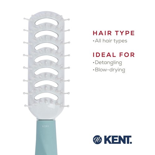 Kent KCR1 Vented Hair Brush - Create Volume & Root Lift for All Hair Types | Small Green Ergonomic Design