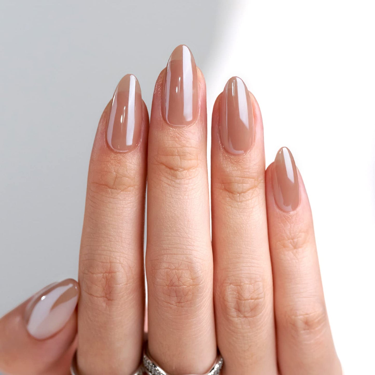 Press On Nails Medium - BTArtbox Soft Gel Press On Nails, Chrome Fake Nails with Nail Glue, Glazed Donut & Chocolate Glazed