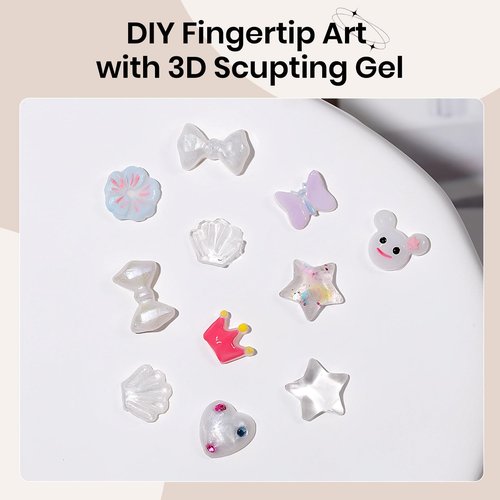 SUPWEE 3D Gel for Nail Art, Clear Sculpting Solid Hard Gel for Nails Non-Sticky for Carving Building Extension with Nail Art Pen Home DIY Manicure