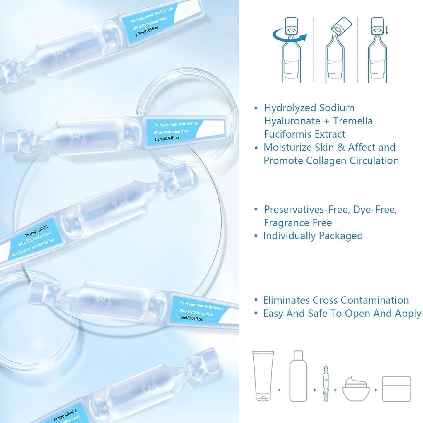 30Pcs WNP Hyaluronic Acid Tubes, 3% Hyaluronic Acid Serum Ultra-Hydrating Vials, WNP Ultra Hydrating Serum Hyaluronic Acid Serum for Face, Wake Nature Perfection Hyaluronic Acid