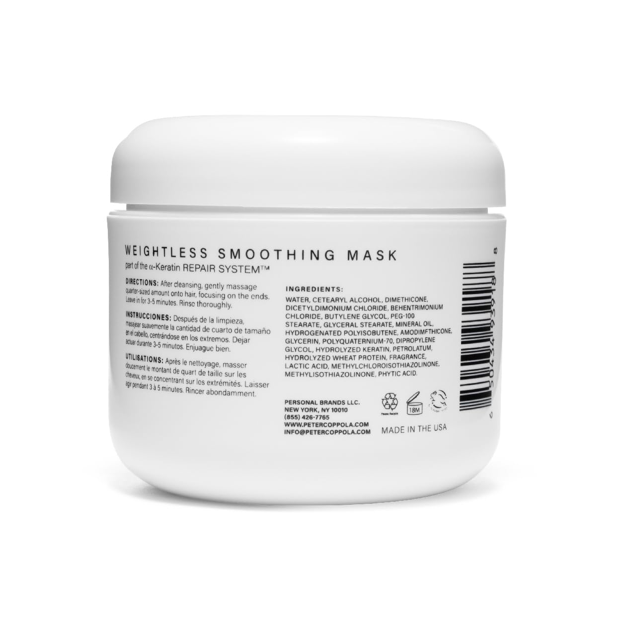 Peter Coppola a-keratin Weightless Smoothing Mask - Deep Conditioning Hair Mask With Hydrolyzed Wheat Protein, Strengthens And Smooths Hair Leaving It Feeling Nourished, Soft, Silky And Healthy