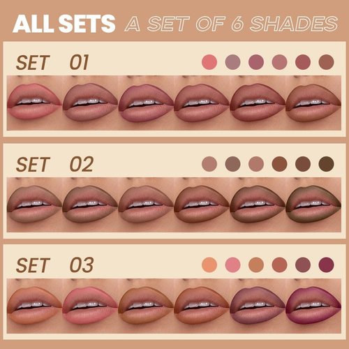 BestLand 6Pcs Rosy Nude Harmony Lip Liner Set - Long-Lasting, Creamy Formula for Soft Pink & Mauve Looks