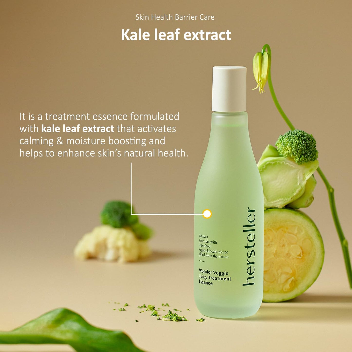 Hersteller Wonder Veggie Juicy Treatment Essence 150ml, 5.07 Fl Oz Superfood Kale Leaf Extract Vegan Facial Skin Hydrating Soothing Korean Skincare