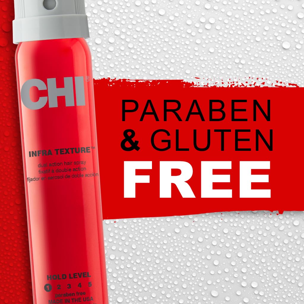 CHI Infra Texture Dual Hair Spray - Shine, Movement & Texture for All Hair Types | 2.6 Oz, Sulfate & Paraben-Free