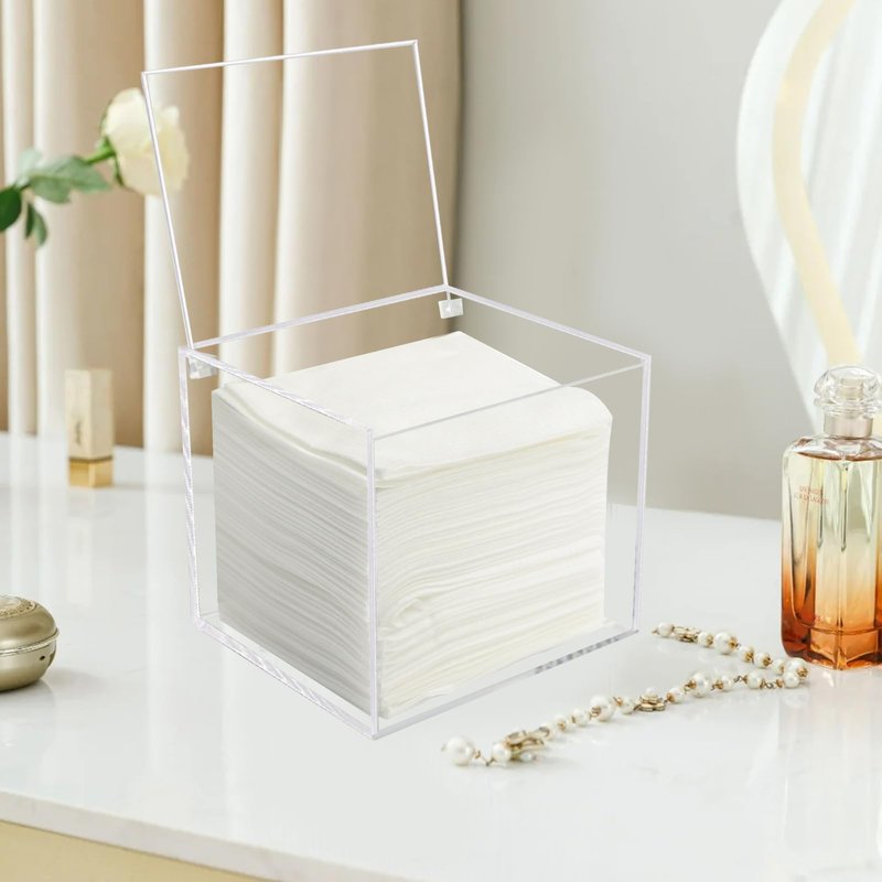 Watpot Disposable Face Towel Storage Box Compatible with Facial Towel XL, Acrylic Disposable Face Towelette Holder Container, Clear