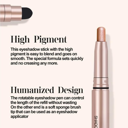 ONarisae Eyeshadow Stick Long-Lasting Cream Shimmer Finish Easy Apply with Built-in Smudger Blendable shimmer light pink