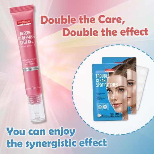 Purederm Blemish Spot Treatment Gel - Salicylic Acid 2% for Soothing Acne Care, 20ml