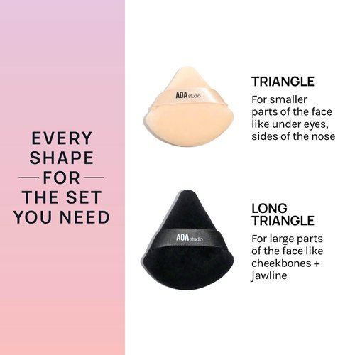 AOA Studio Velvet Puffs - Makeup Blender Sponge Set of 6 for Loose Powder & Foundation | Black/Peach