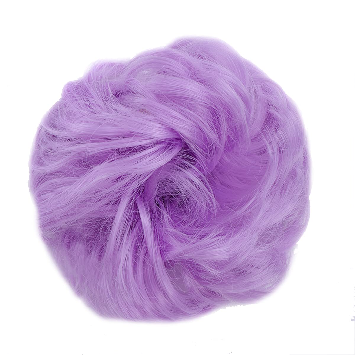 Kediciz Messy Bun Hair Piece Fake Hair Buns Scrunchies Extensions Synthetic Thick Updo Hairpieces Curly Wavy Chignon Ponytail for Women Girls Kids Light Purple