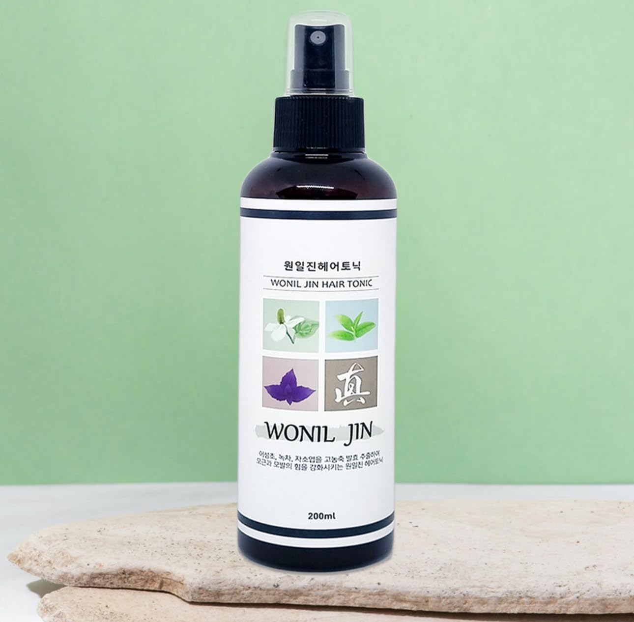 Wonil Jin Hair Tonic, Scalp treatment tonic, Traditional Korean herbal cooling spray, rosemary oil, green tea extract