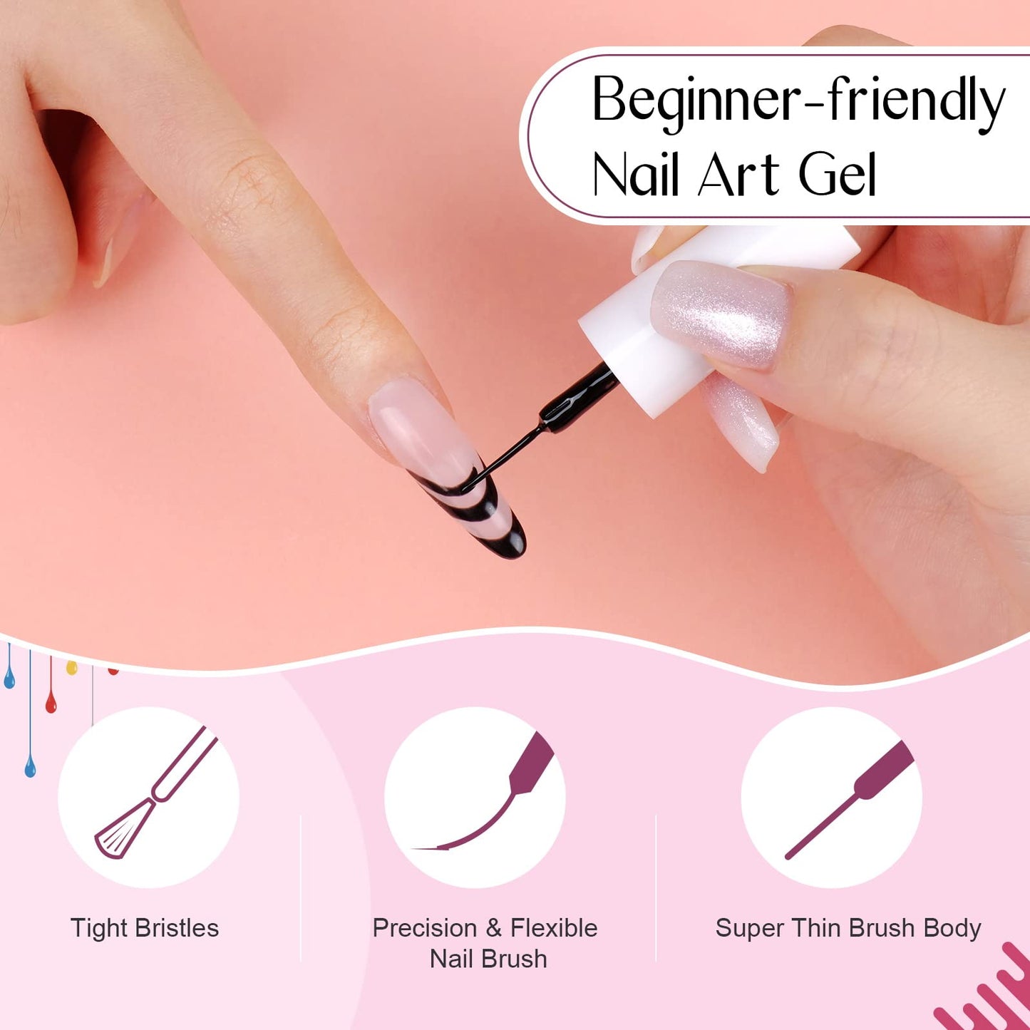 SAVILAND Christmas Gel Nail Polish Liner - 36 Colors Gel Liner Soak Off Nail Polish Gel Polish With Built-in Thin Nail Brush Nail Art DIY At Home Beginner-Friendly French Manicure Kit