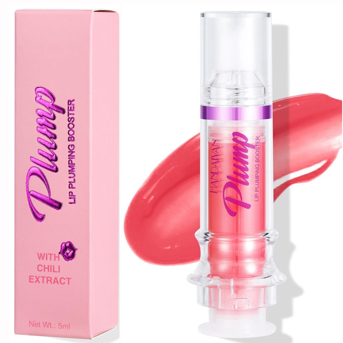 Spicy Lip Plumping Booster,Plumping Lip Oil with Chili Extract,Plump and Pout Lip Plumper for Women Girls,Fuller Lips Instantly,Hydrating,High-Shine (04)