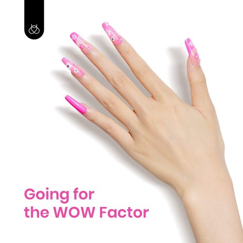 Beetles Pink Gel Nail Polish - Cosmos Bouquet Hot Pink Gel Polish, 15ML/0.51Fl Oz Soak Off UV LED Lamp Neon Nail Art, Long-Lasting Manicure Salon DIY Home Spring Nails - Gifts for Her
