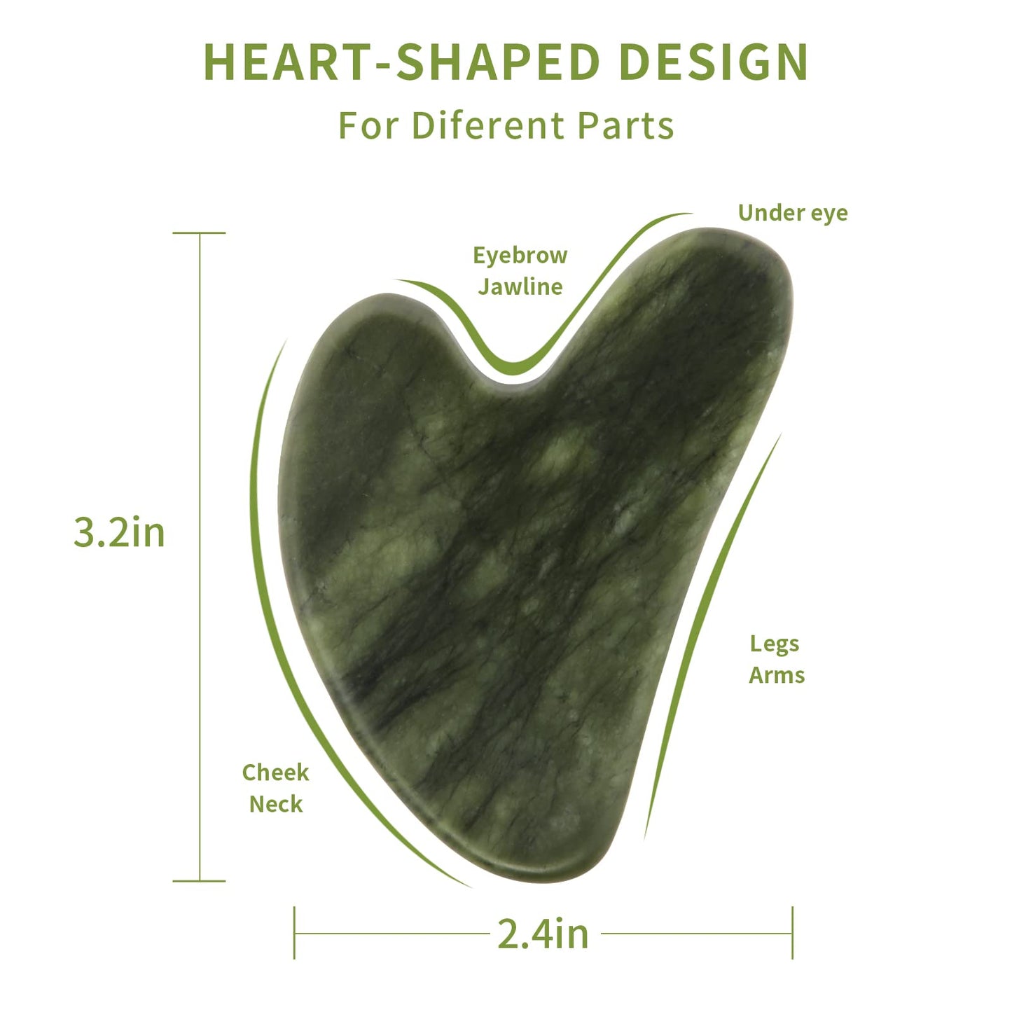 FUIYOOCEN Gua Sha Facial Tools, Natural Jade Guasha Tool for Face,Double Chin & Jawline, Jade Gua Sha Stone Self-Skin Care Face Stone Gua Sha tools for Women Guasha Stone, Dark Green