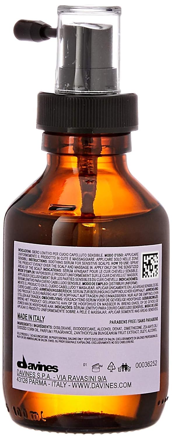 Davines Naturaltech Calming Superactive Leave-In Serum - Soothes Sensitive Scalp with Blueberry Phytoceuticals, 3.38 Fl Oz