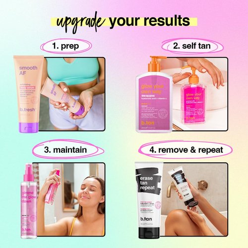 b.tan Dark Clear Self Tan Gel - Ultra Quick, Transfer Resistant Tanning Lotion | 16 Fl Oz, No Fake Tanner Smell
