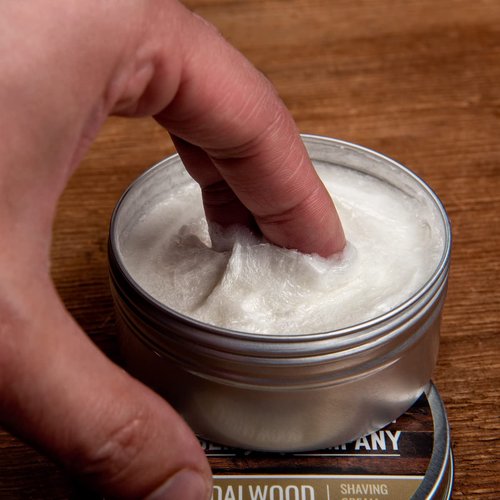 Rocky Mountain Barber Company Shaving Cream - Sandalwood Essential Oil for Thick Lather - 5oz Tin