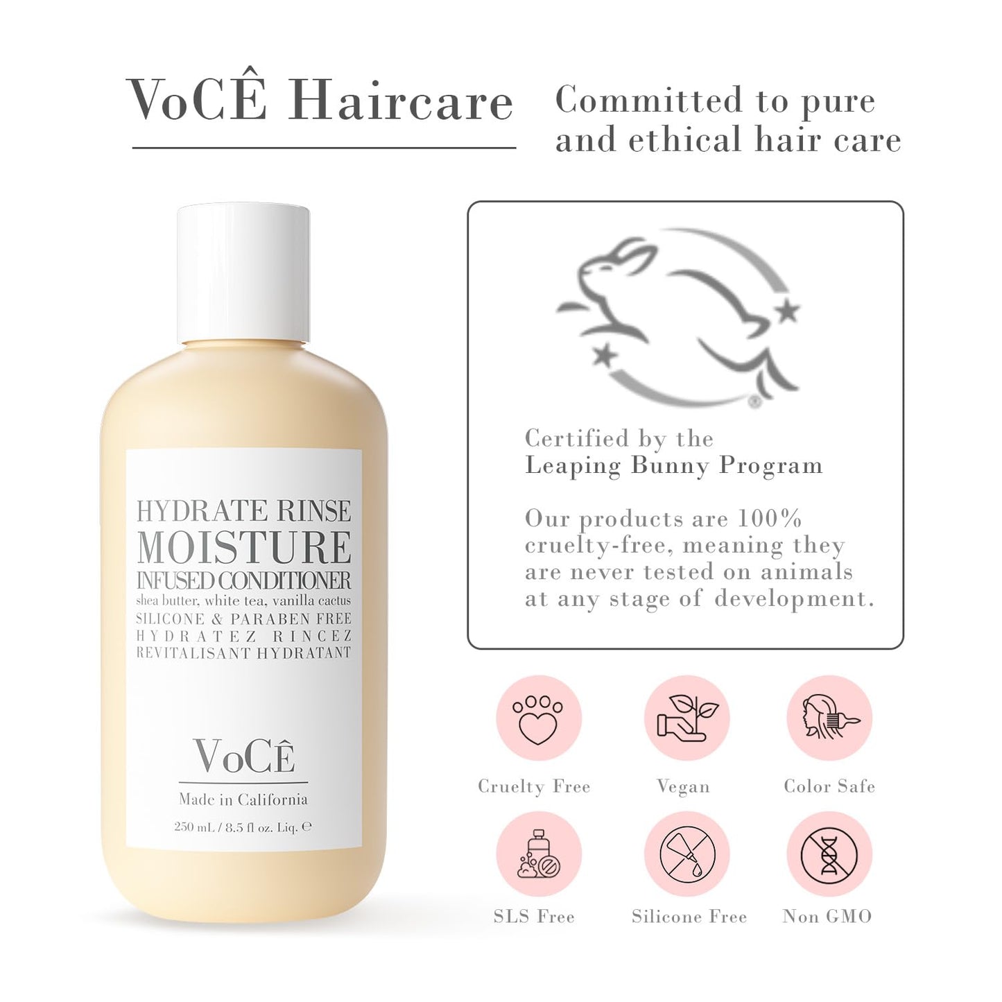 VoCÊ Haircare Natural Hydrating Conditioner - Deep Moisturizing, Anti-Frizz Formula | Vegan & Sulfate-Free, 8.5 oz