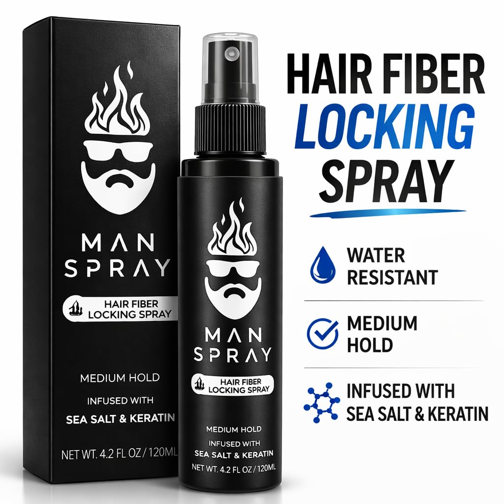 THE MAN KIT Hair Fiber Locking Spray - Sea Salt & Keratin Infused for Long-Lasting Hold