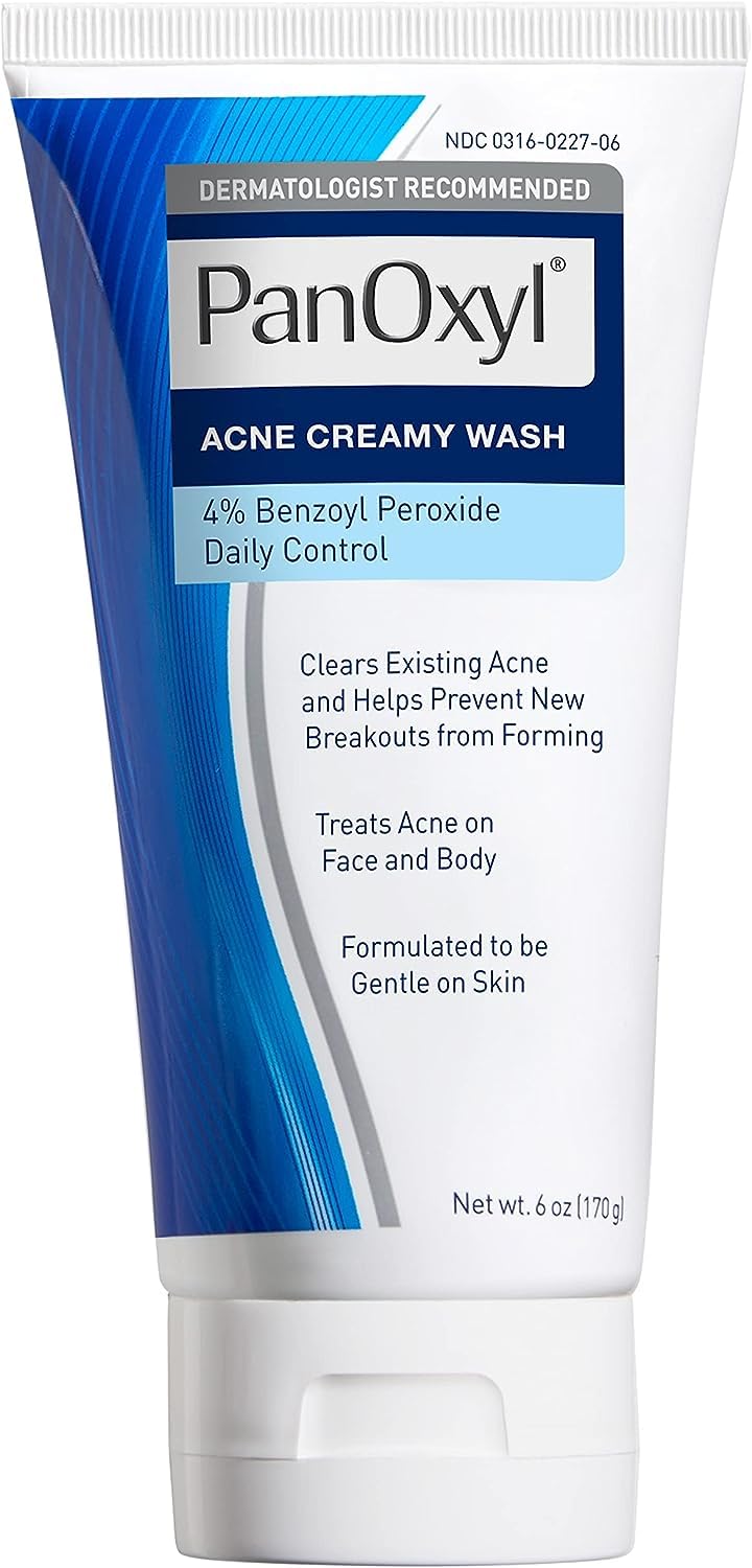 PanOxyl 4 Acne Creamy Wash, 4% Benzoyl Peroxide 6 oz (Pack of 10)