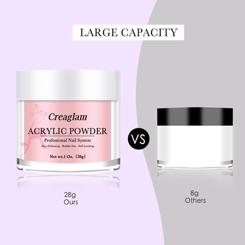 Creaglam Super Nail Acrylic Powder - 3 Pcs 28g Cover Pink Polymer for 3D Art & French Extensions | No Lamp Needed
