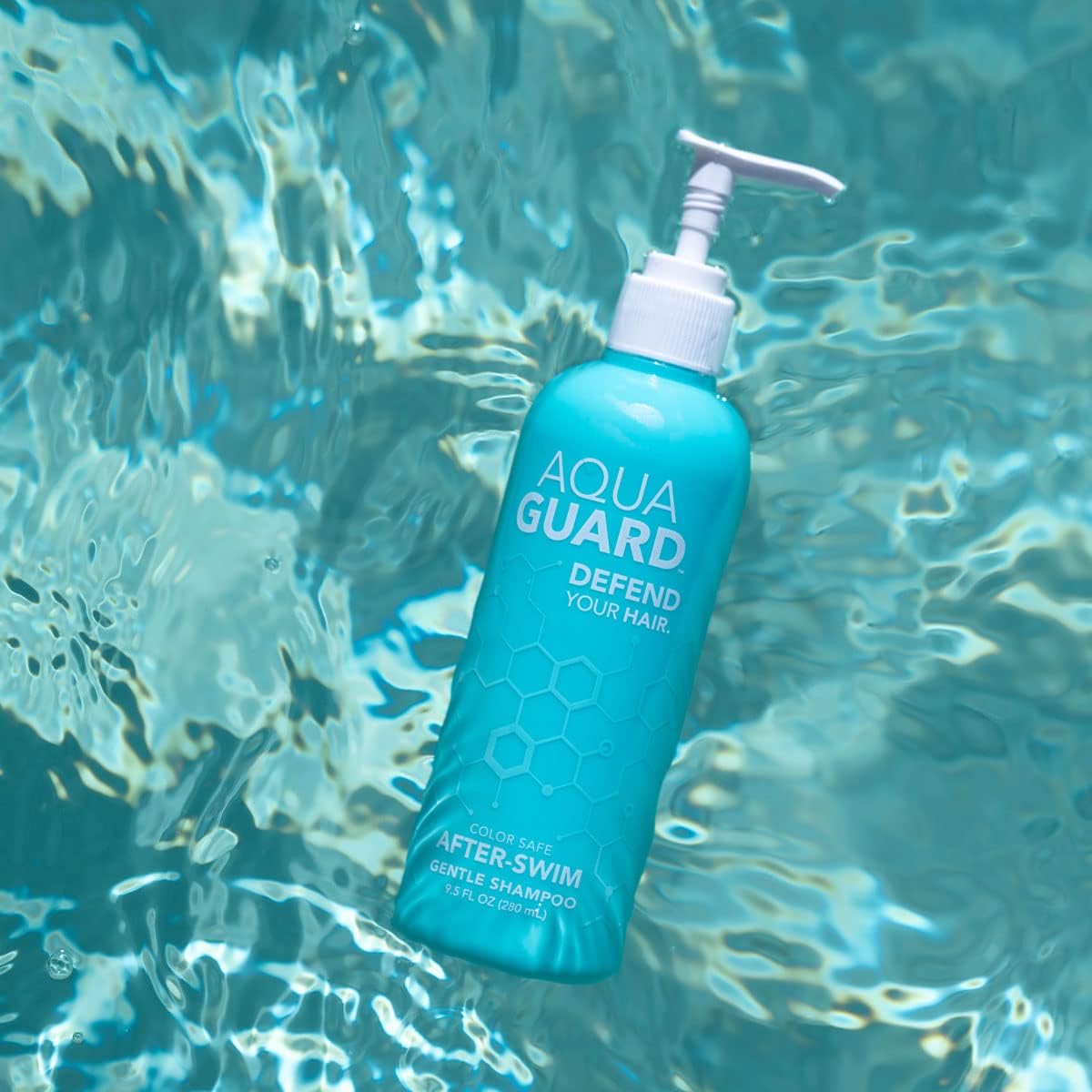 AquaGuard Gentle Clarifying Shampoo - Defeat Chlorine and Enjoy the Pool - No More Pool Hair Smell - Paraben and Gluten Free, Vegan, Color Safe, Leaping Bunny Certified (One Bottle)