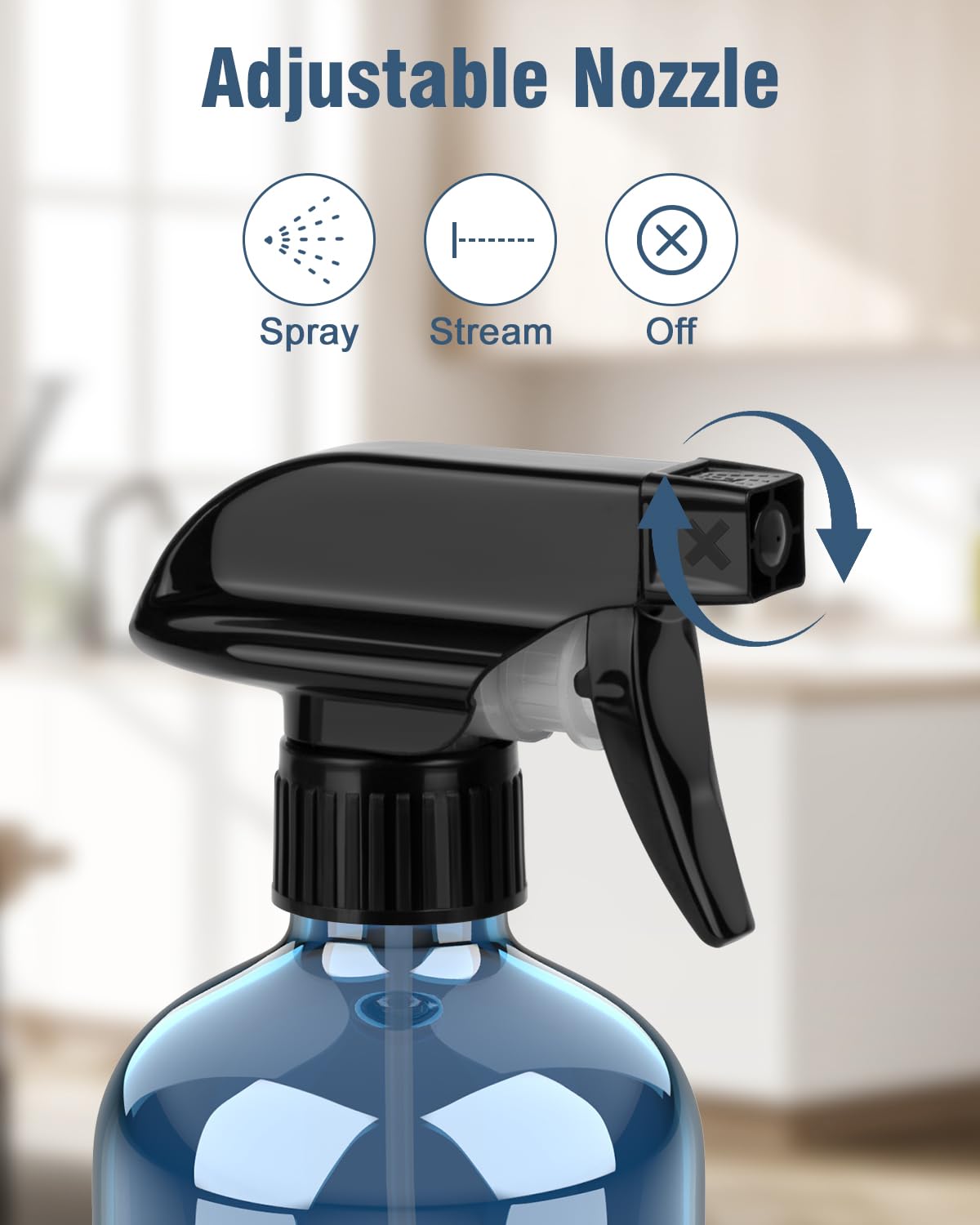 Glass Spray Bottle, Indigo Blue Glass Spray Bottle Set & Accessories for Non-toxic Window Cleaners Aromatherapy Facial Hydration Watering Flowers Hair Care (2 Pack/16 oz)(Indigo)