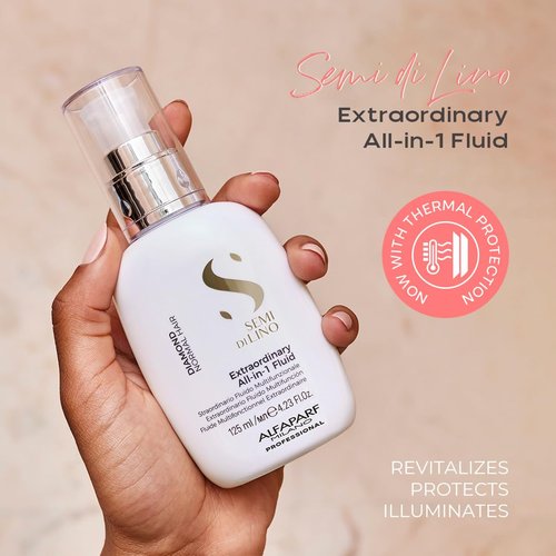 ALFAPARF MILANO Semi Di Lino Diamond Leave-In Fluid - All-in-One Thermal Protection & Detangling - 4.23 fl. oz.