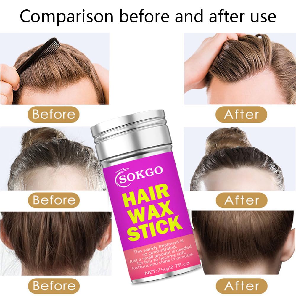 Hair Wax Stick, Hair Wax, Wax Stick for Hair Slick Stick, Hair Wax Stick for Flyaway Hair Wax, Hair Edge Control, Broken Hair Fixing, Curly Hair, Wigs, Non-greasy Styling Wax Cream