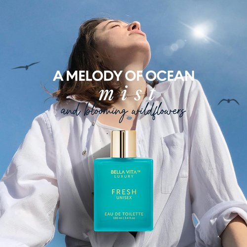 Bellavita Luxury FRESH Eau de Toilette | 100 ml (3.4 fl.oz.) | Perfume for Men and Women | Fresh, Sweet Almond, Lavender, Ylang-Ylang Notes | Long Lasting Unisex Fragrance