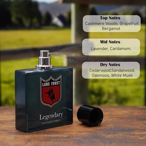 Lane Frost Legendary Cologne for Men - Orignal Western Scent for the Authentic Cowboy - Woodsy and Masculine Fragrance Spray - Long-Lasting Manly Cologne with Cedarwood and Musk Notes