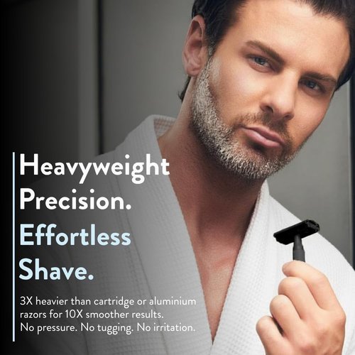 Rockwell Razors 6S Adjustable Black Stainless Steel Safety Razor - 6 Settings for Custom Shaves | Reduces Razor Burn