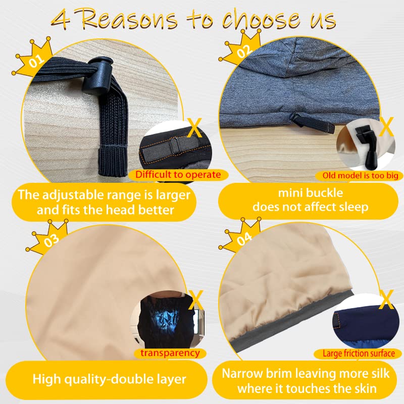 Silk Satin Bonnet Hair Wrap for Sleeping, 2 Pcs Adjustable Silk Bonnets for Women Men Sleep Cap Silk Lined Slouchy with Adjustable Strap Curly Hair Head Scarf Night Caps
