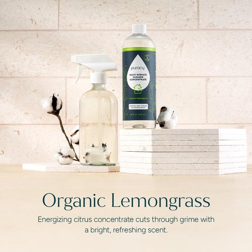 Puracy All-Purpose Cleaner Concentrate - Plant-Powered Multi-Surface Solution | Organic Lemongrass, 16 fl oz