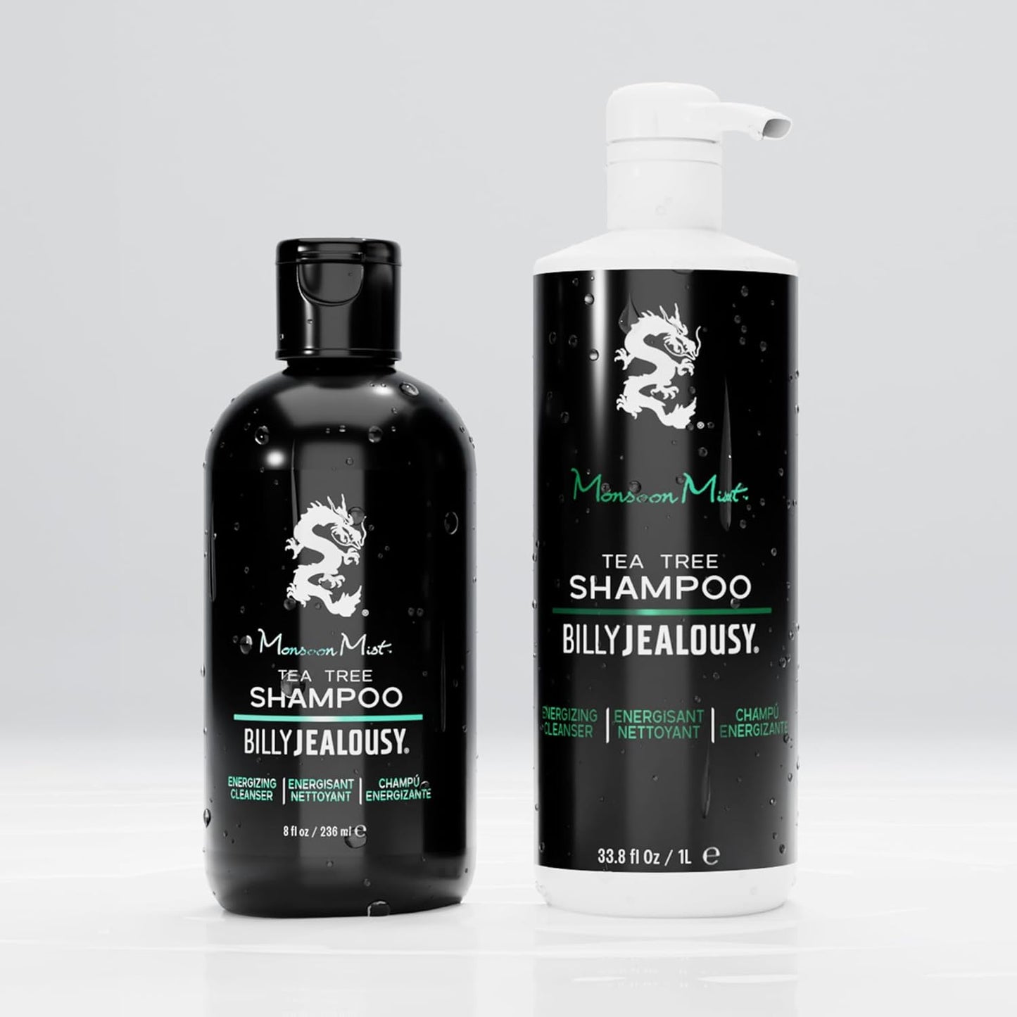 Billy Jealousy Monsoon Mist Shampoo - Energizing Tea Tree Formula with Peppermint & Rosemary, 8 Oz.