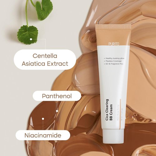PURITO Cica Clearing BB Cream - Light Beige #21 | Vegan Tinted Moisturizer 1 fl. oz / 30ml