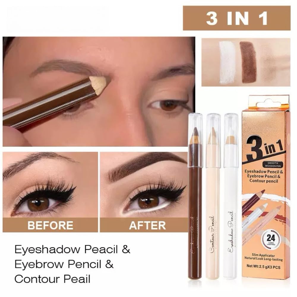 Skiennix Eyebrow Lift Highlighting & Contour Pencil Set - 3 Makeup Pencils for Defined Brows