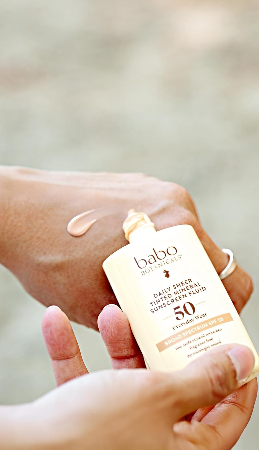 Babo Botanicals Daily Sheer Tinted Mineral Sunscreen SPF 50 - Natural Zinc Oxide - Fragrance-Free - Lightweight Face Formula