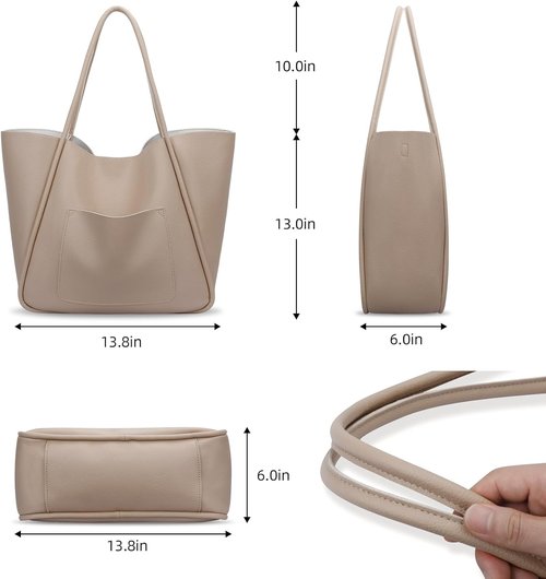 KKXIU Vegan Leather Tote Bag - Stylish Large Capacity Shoulder Purse for Travel & Everyday Use