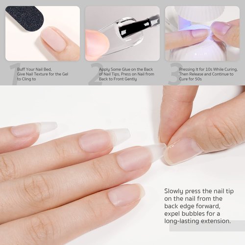 GAOY Nail Glue Gel, 2 in 1 Nail Glue and Base Coat for Acrylic Tips, 16ml Gel for Press on Nails for Long Lasting UV Light Cure DIY