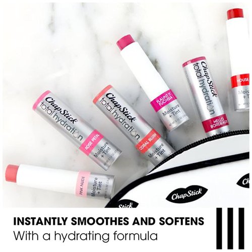 ChapStick Total Hydration Moisture + Tint Coral Blush Tinted Lip Balm Tube, Tinted Moisturizer - 0.12 Oz