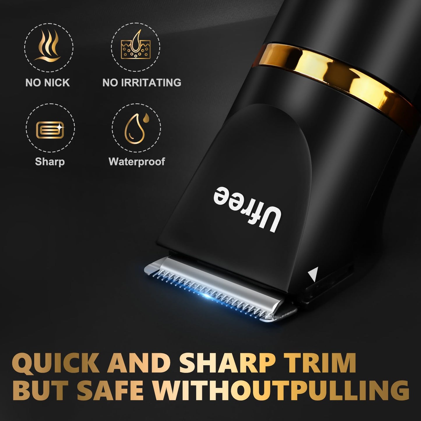 Ufree Body Hair Trimmer for Men, Manscape Ball Pubic Hair Trimmer, 3 in 1 Men Grooming Kit for Groin, Waterproof Body Electric Shaver Razor, Replaceable Ceramic Blade, Gifts for Men, Black