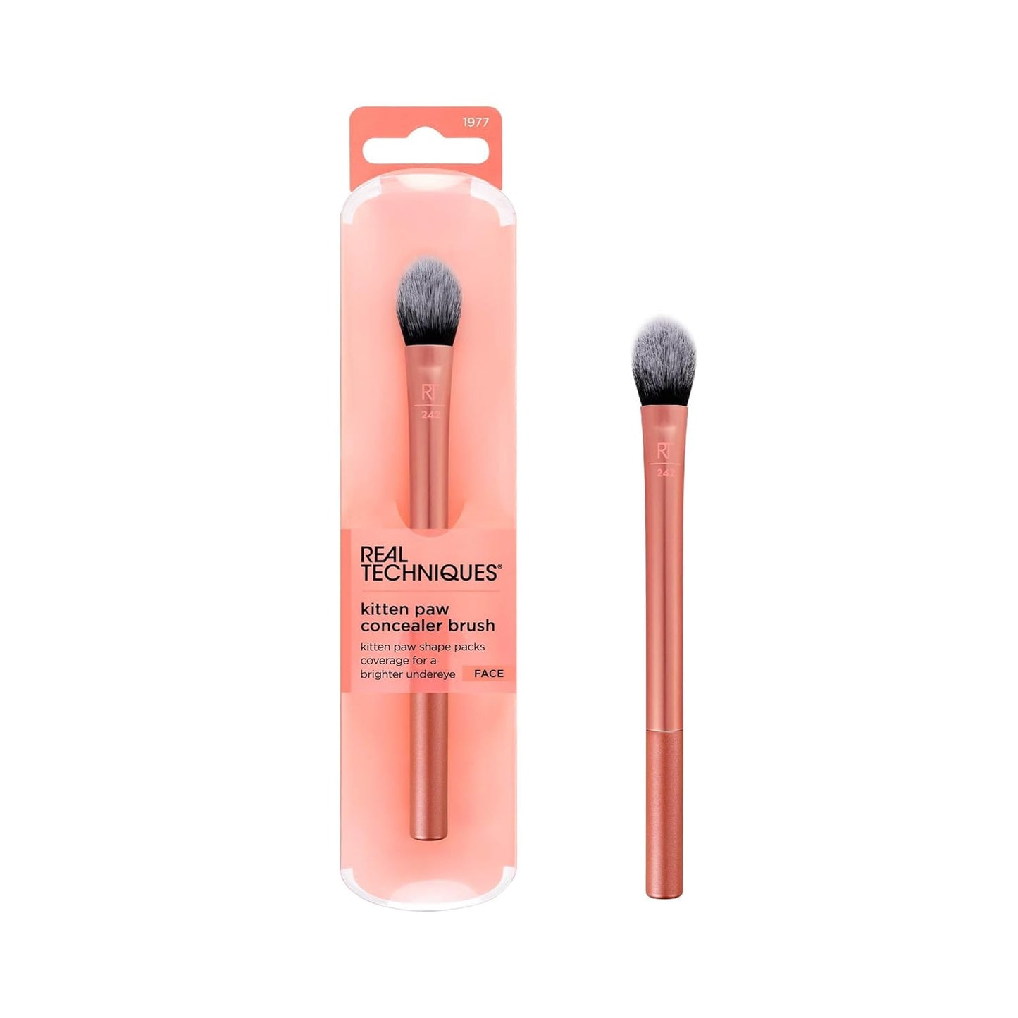 Real Techniques Expert Concealer Brush, Conceal Under Eyes & Cover Blemishes, Makeup Brush For Blending Liquid & Cream Concealer, Brighten Dark Circles, Cruelty-Free, Soft Bristles, 1 Count