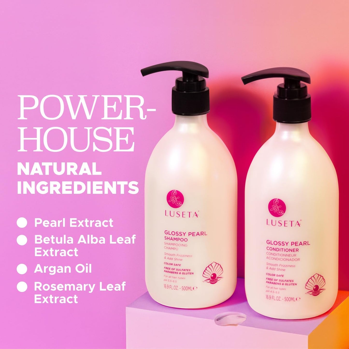 Luseta Hyaluronic Acid Moisturizing Shampoo & Conditioner Set for Dry and Damaged Hair, Sulfate Free Shampoo and Conditioner for Women Infused with Argan Oil and Shea Butter Paraben-Free2 x 16.9oz