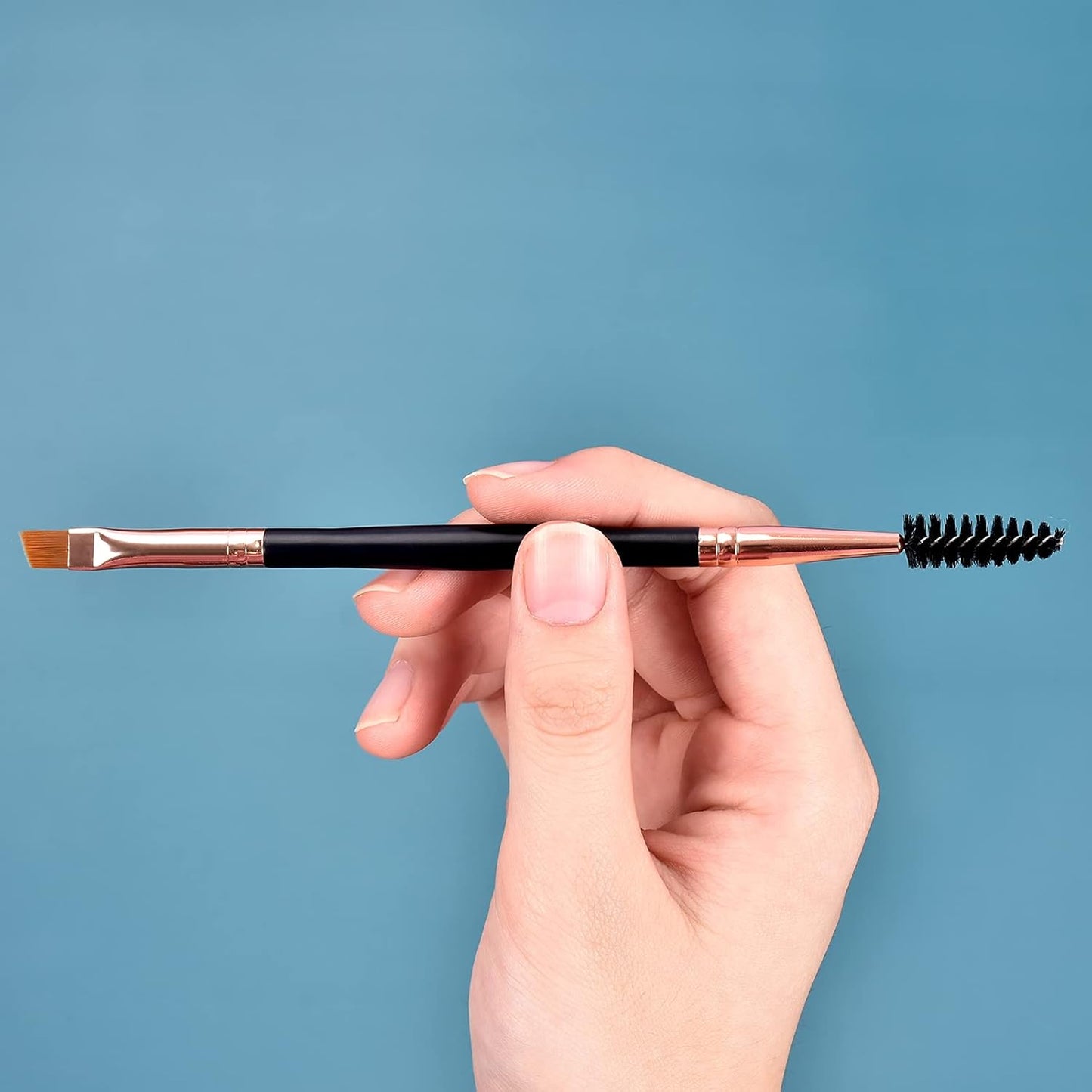 Skiennix Duo Eyebrow Brush Set - Spoolie & Angled Brow Brushes for Flawless Eye Makeup | 5pcs, Black