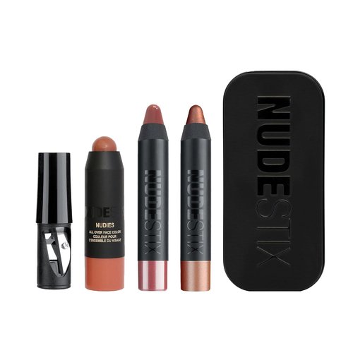 Nudestix Sunset Nudes Mini Kit - 3-Piece Vegan Cream Blush, Bronzer & Gloss Set | Travel-Size Multi-Use Makeup for Radiant Glow
